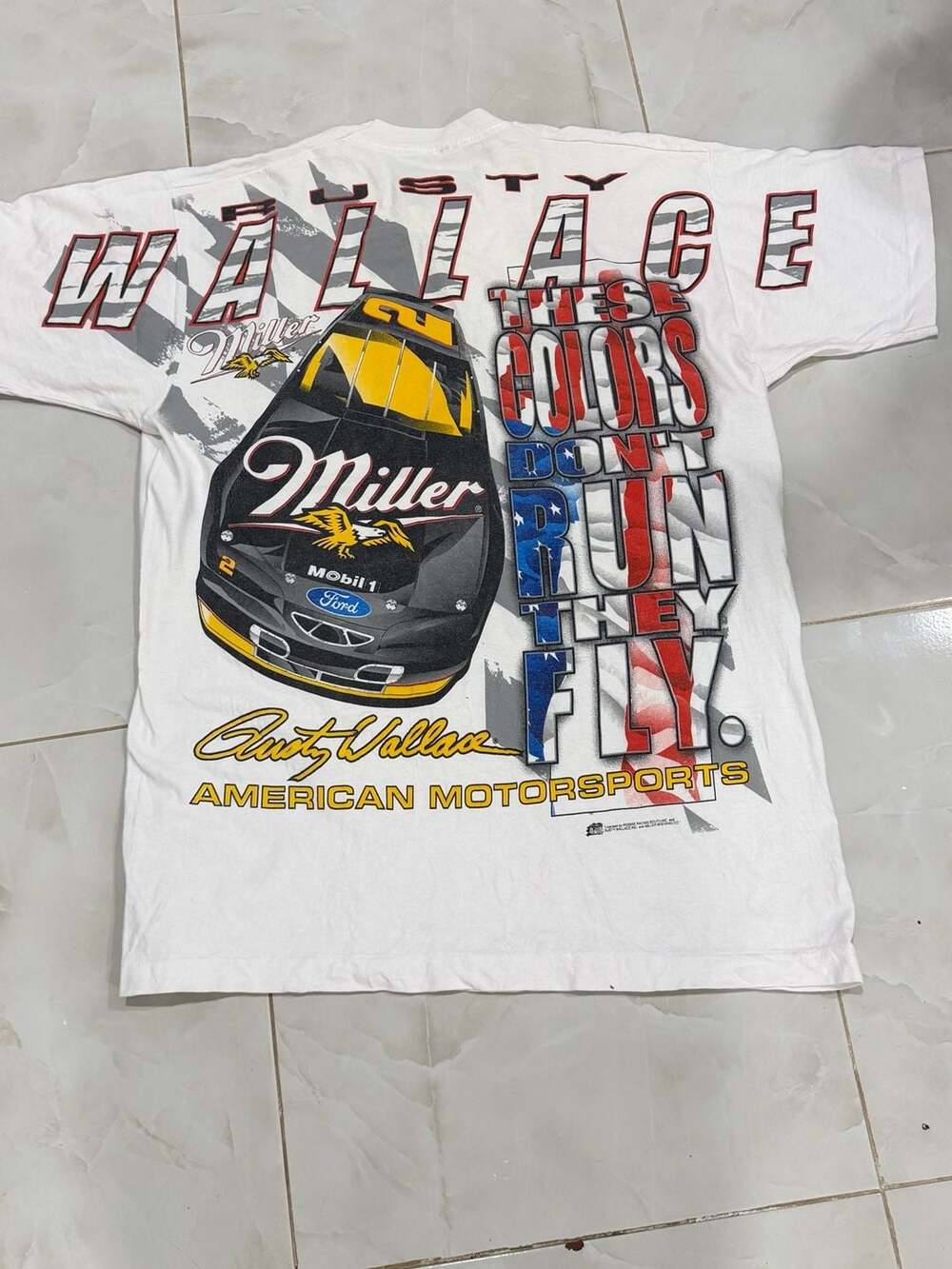 Vintage 90s Rusty Wallace Miller Nascar American Motorsports Pocket T-Shirt XL